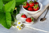 Fresh strawberries with sour cream