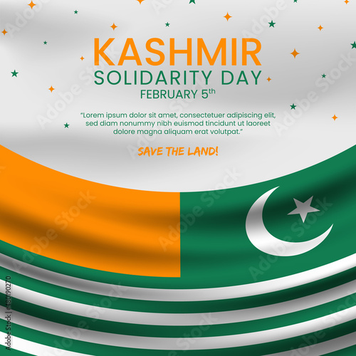 Kashmir day background with a realistic flag