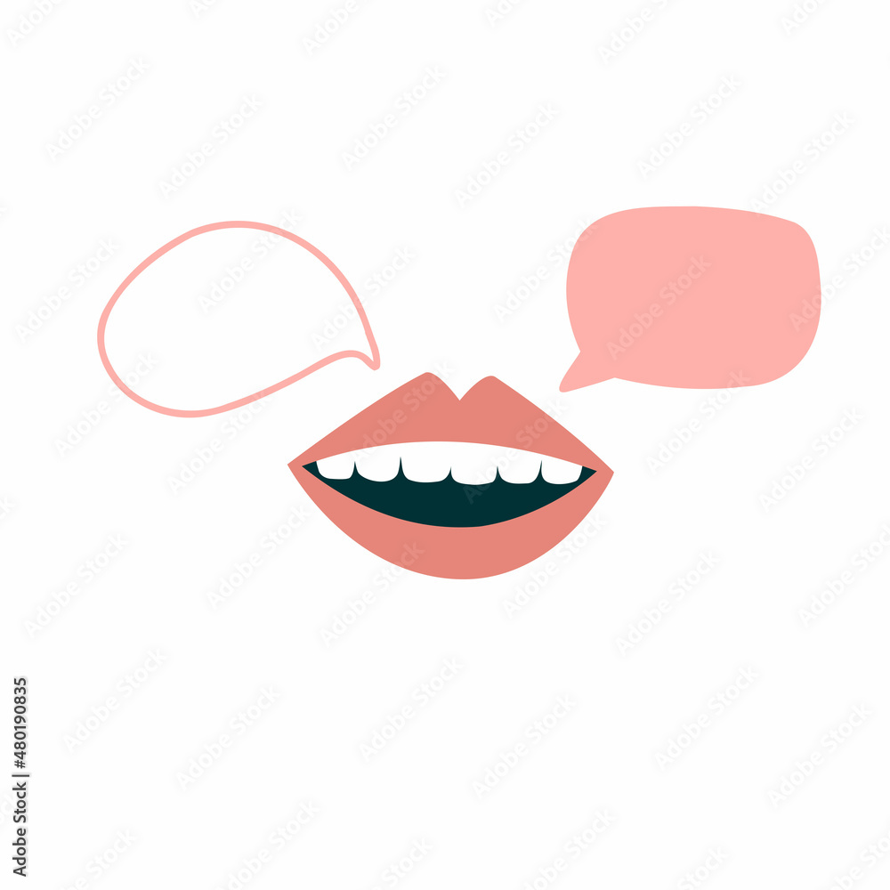 Open wide teeth and wow sharp mouth isolated on white background Open wide teeth and wow sharp mouth isolated on white background