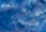 Intense blue watercolour texture with brushstrokes