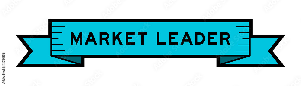 Ribbon label banner with word market leader in blue color on white background Ribbon label banner with word market leader in blue color on white background