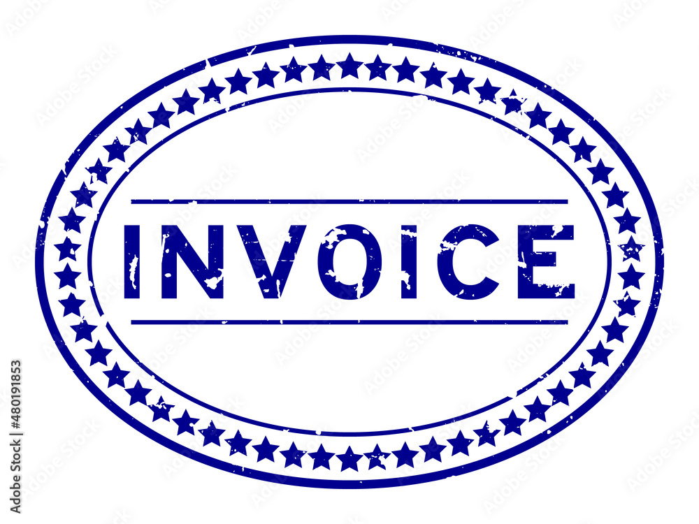 Grunge blue invoice word oval rubber seal stamp on white background Grunge blue invoice word oval rubber seal stamp on white background