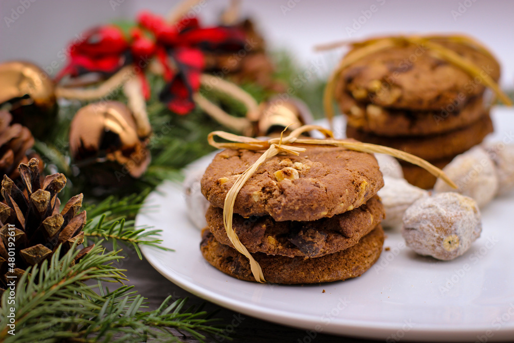 Christmas motifs. Delicious cookies for Santa. Christmas motifs. Delicious cookies for Santa.