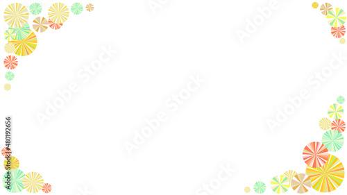 丸い抽象フラワーのカラフルなフレーム背景,16対9比率サイズ