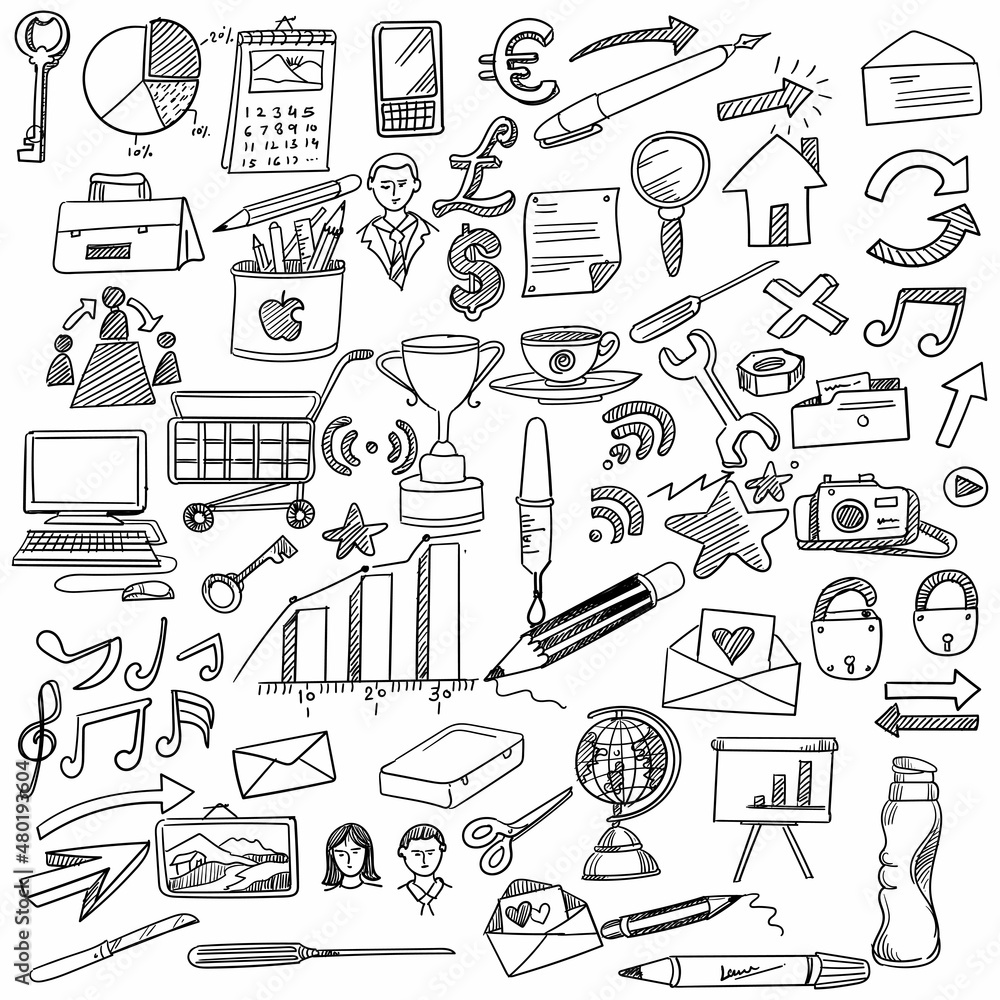 Hand draw business idea icon doodles sketch design Hand draw business idea icon doodles sketch design