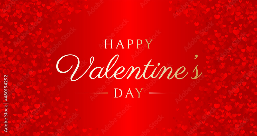 Red Happy Valentine's Day Glitter Heart  Background Illustration
