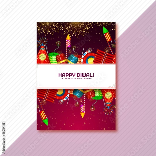 Happy diwali colorful crackers celebration brochure background