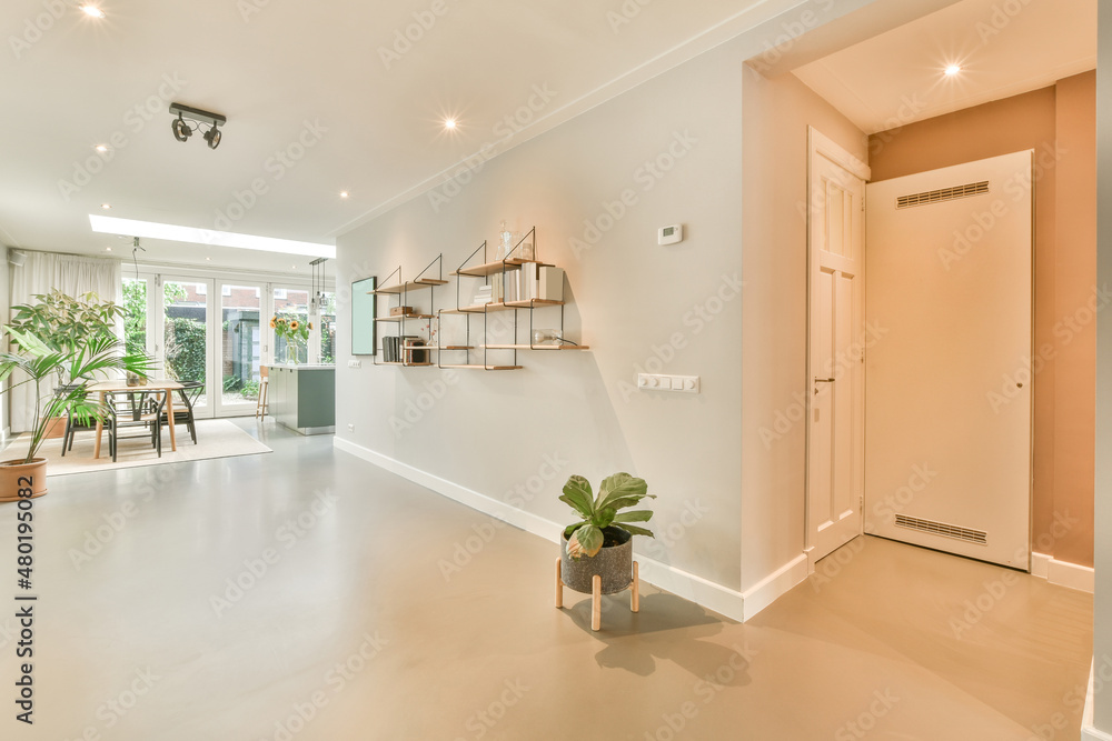 Corridor of modern apartment against table Corridor of modern apartment against table