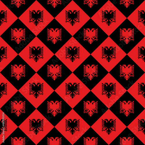 seamless pattern of albania flag. vector illustration. print, book cover, wrapping paper, decoration, banner and etc