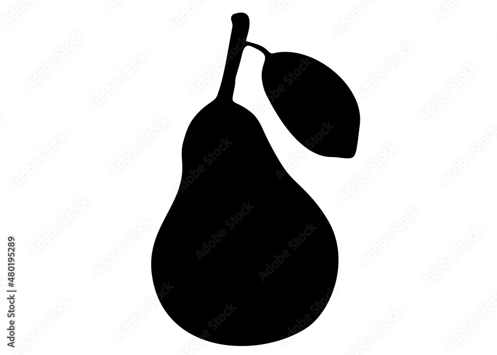 Big pear with leaves. Vector image. Big pear with leaves. Vector image.