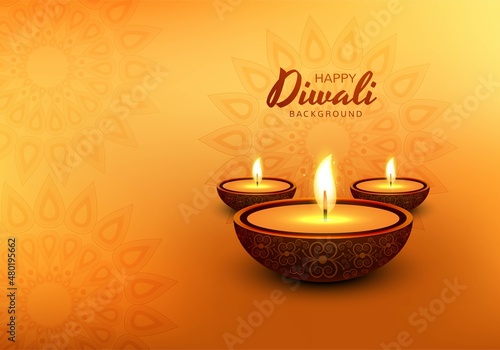 Decorative oil lamp diwali festival celebration card background
