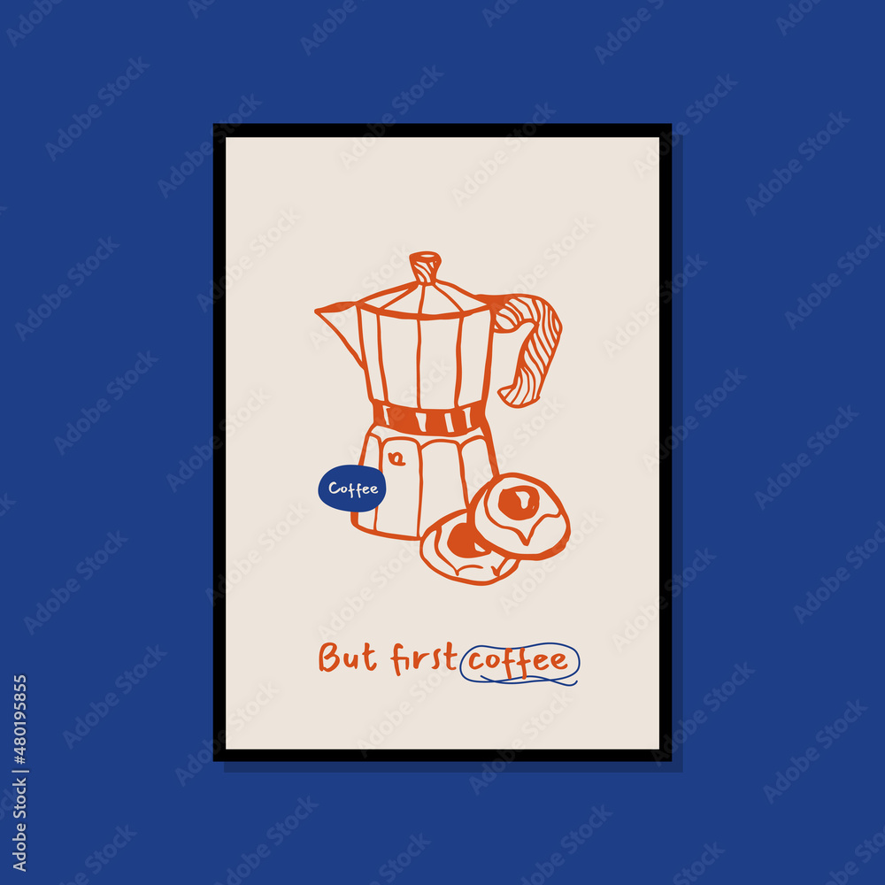 Fototapeta premium Minimalist hand drawn food poster for wall art collection