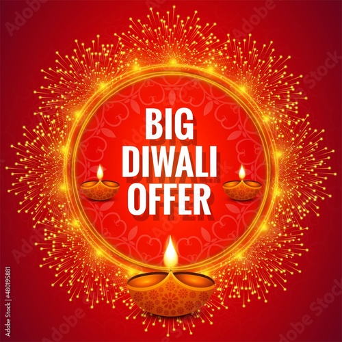 Happy diwali festival greeting card celebration background
