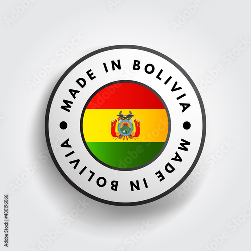 Made in Bolivia text emblem badge, concept background