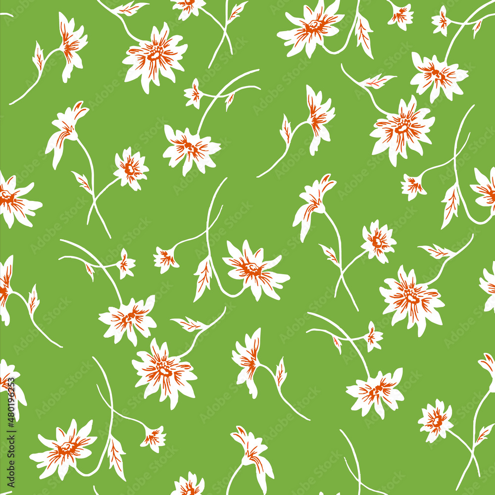 seamless background with flowers green