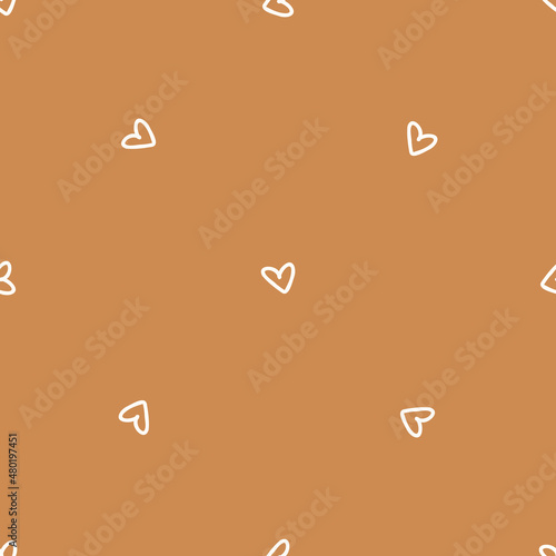 Gender neutral love heart seamless vector background. Simple whimsical romantic 2 tone pattern. Kids nursery wallpaper or scandi all over print. 