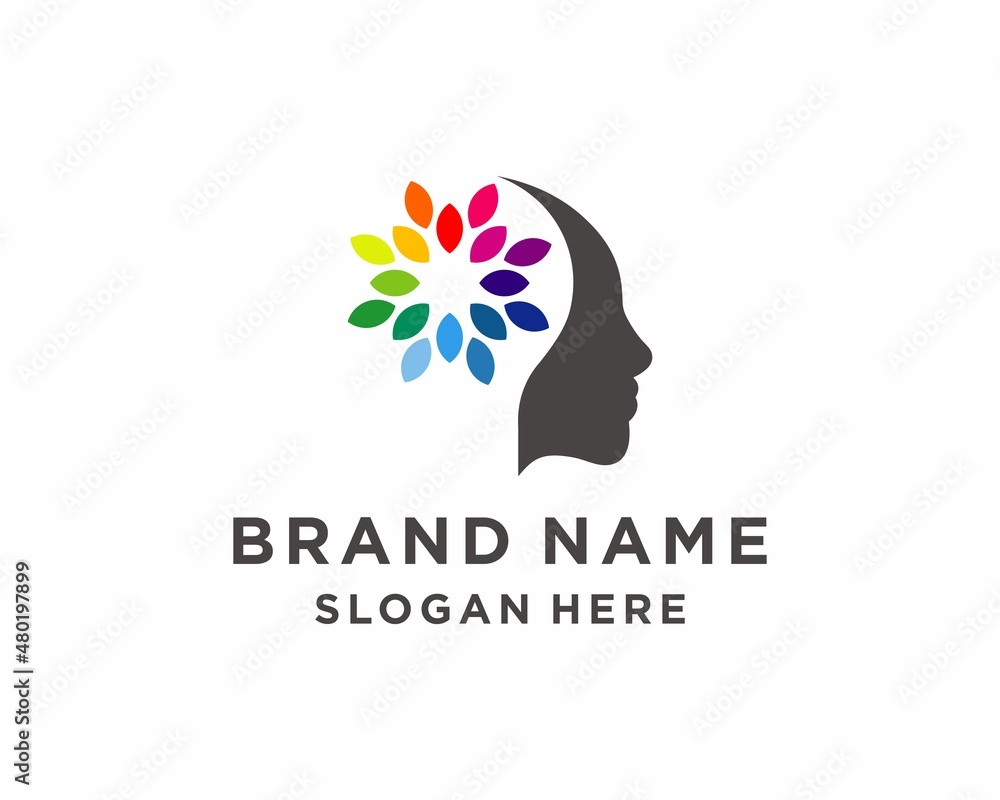 People brain psychology logo template