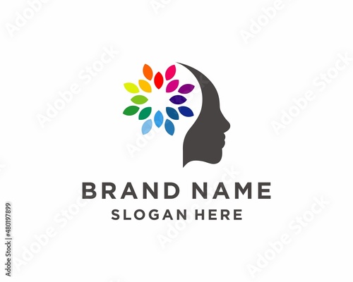 People brain psychology logo template