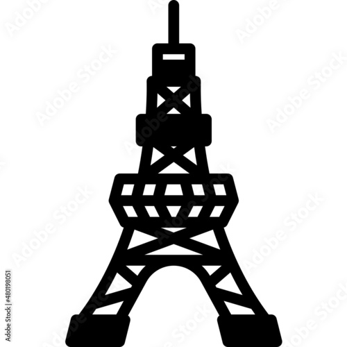tokyo tower solid line icon photo
