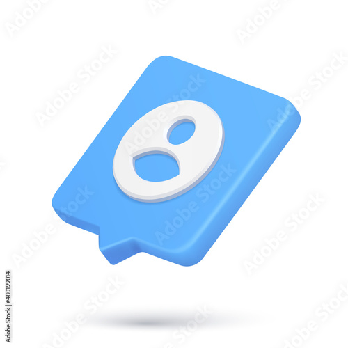 Minimalist human icon in circle frame 3d icon quick tips cyberspace notification vector illustration