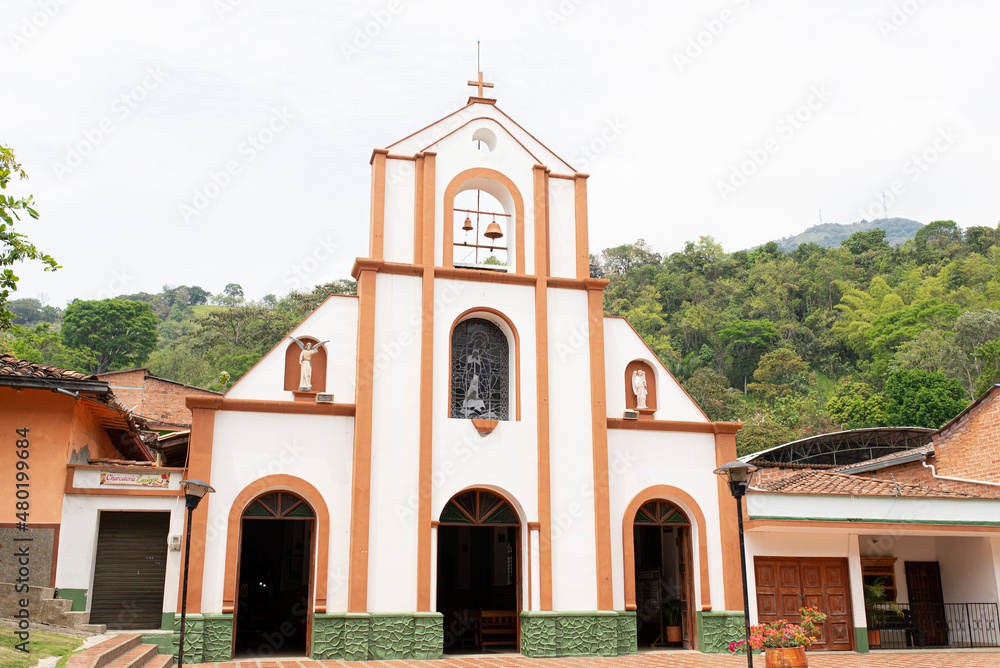 Fredonia, Antioquia, Colombia. March 16, 2020:Sanctuary Church of Maria Auxiliadora