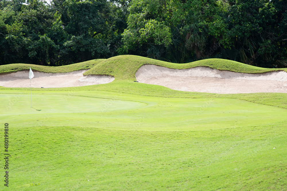 A Sand bunker on the beautiful golf course in Mexico A Sand bunker on the beautiful golf course in Mexico