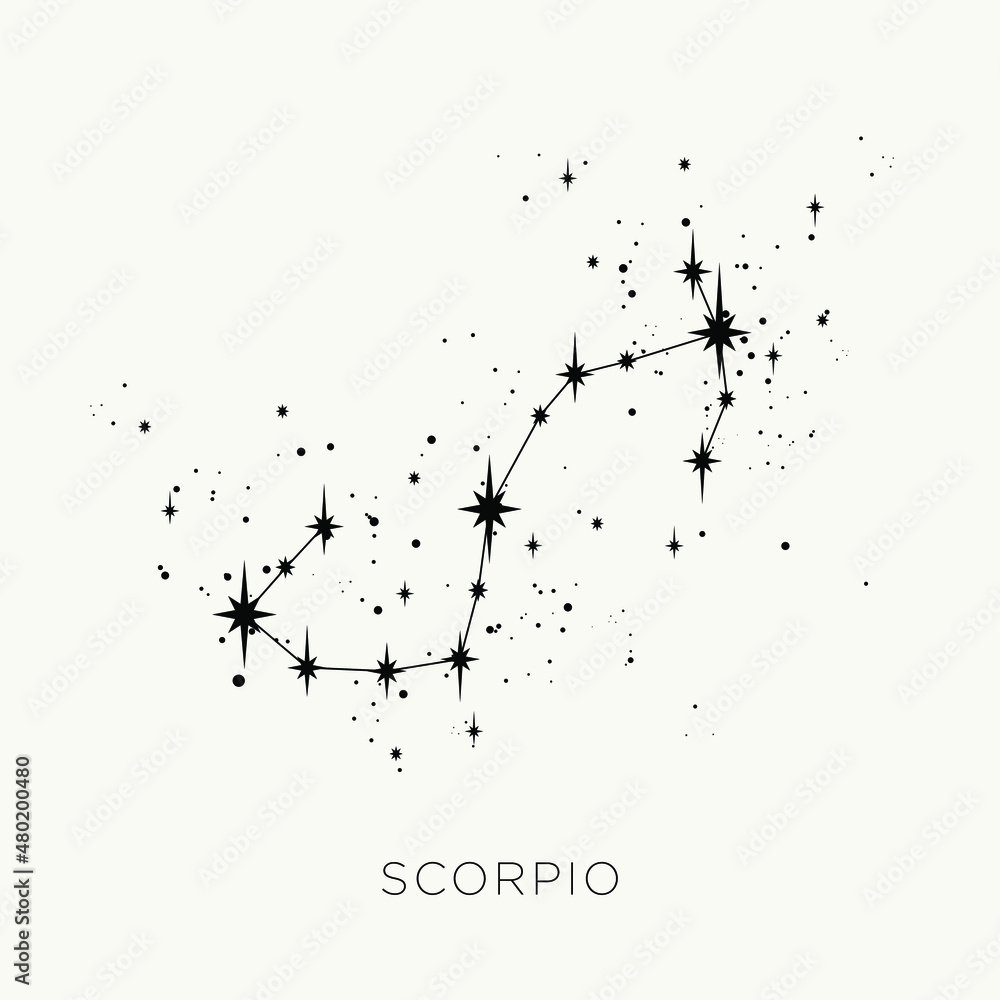Star constellation zodiac scorpio vector black and white