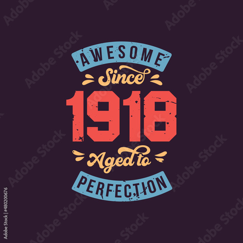Awesome since 1918 Aged to Perfection. Awesome Birthday since 1918 Retro Vintage