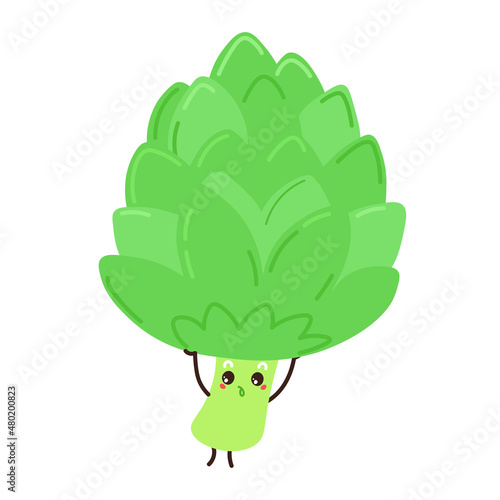 Funny cartoon cute character artichoke