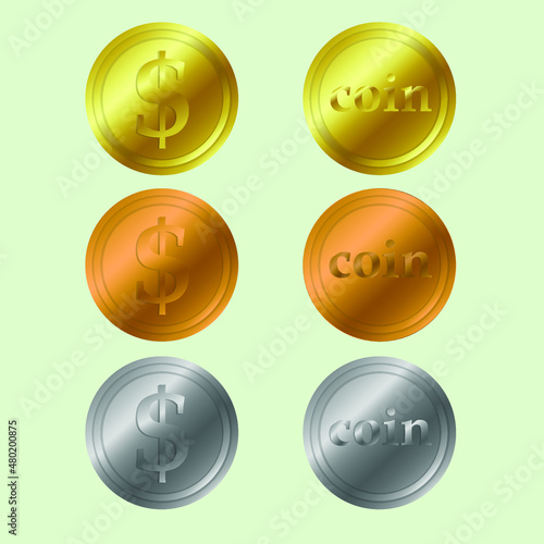 Gold, silver and bronze coins, shiny effect, money, value, buy