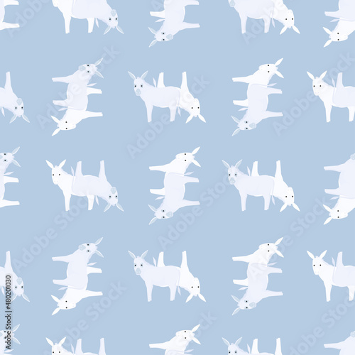 Seamless pattern of donkey. Domestic animals on colorful background. Vector illustration for textile.