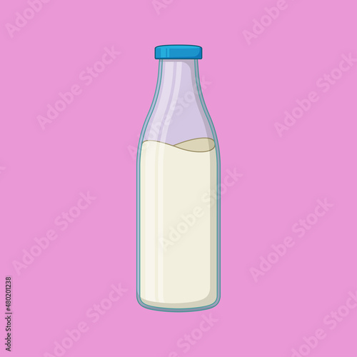 milk bottle vector isolated on pink background