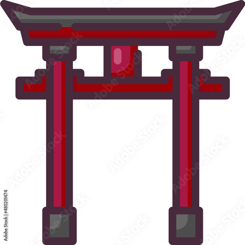 torii gate line icon