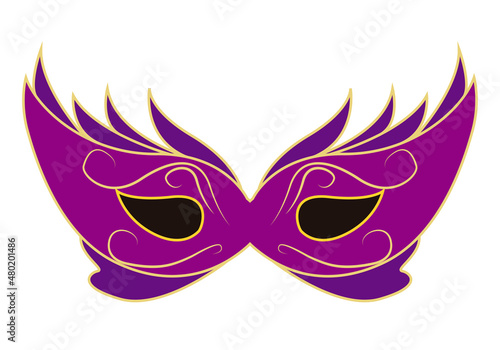 Antifaz elegante morado y dorado. 