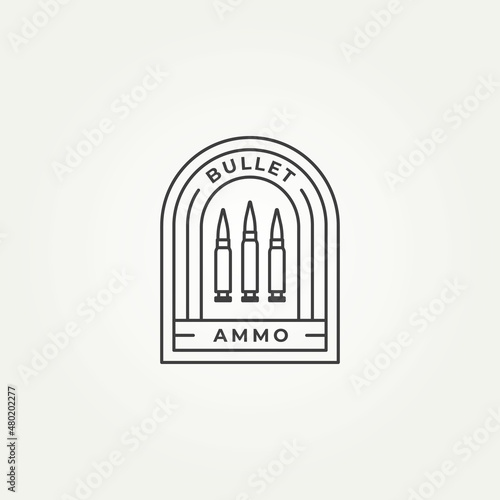 bullet ammunition simple line art badge emblem logo template vector illustration design