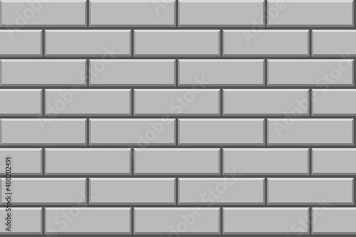 Seamless pattern of gray horisontal brick wall background. Vector flat illustration. Design tile for outdoor building, interior, kitchen, bathroom, spa