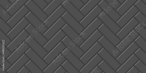 Grey  floor herringbone seamless geometric pattern tile. Vector flat illustration of flooring parquet design diagonal texture. Design for background, wallpaper, wrapping