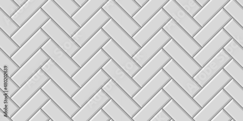 Wooden floor herringbone seamless geometric pattern tile. Vector flat illustration of white tile seamless pattern backdrop diagonal texture. Design for background, wallpaper, wrapping