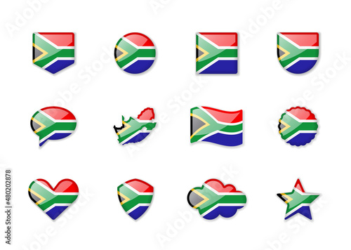 South Africa - set of shiny flags of different shapes. Free Download South Africa - set of shiny flags of different shapes. - GFXLoad