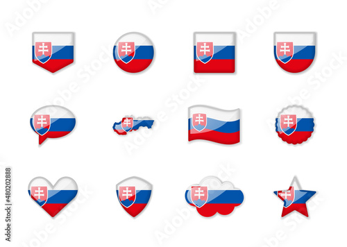 Free Download Slovakia - set of shiny flags of different shapes. - GFXLoad