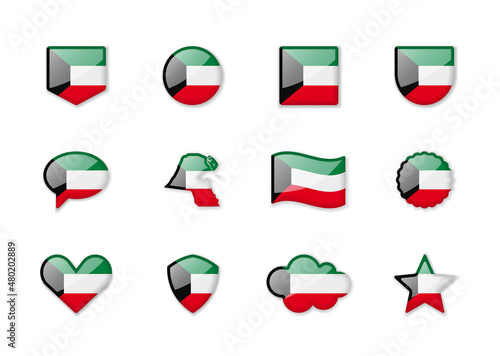 Free Download Kuwait - set of shiny flags of different shapes. - GFXLoad