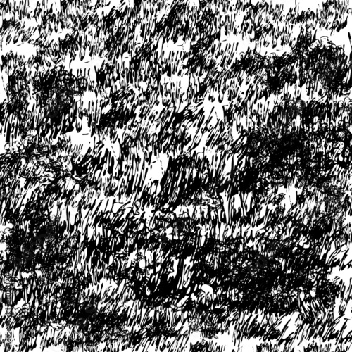 Nature field with green grass, flowers. Vintage vector hatching