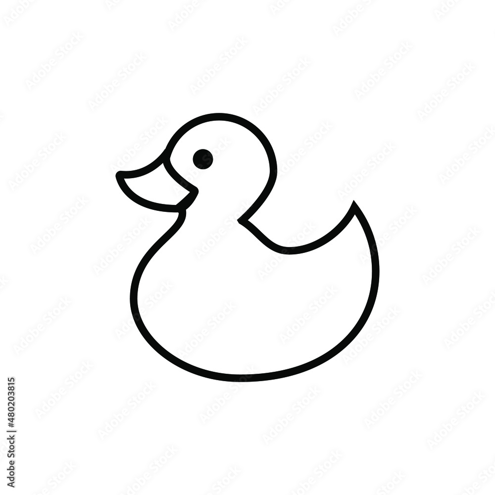 Duck toy outline flat design vector. Rubber duck outline icon Duck toy outline flat design vector. Rubber duck outline icon