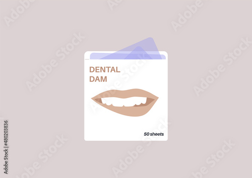A box of dental dam latex sheets, stomatology tools photo