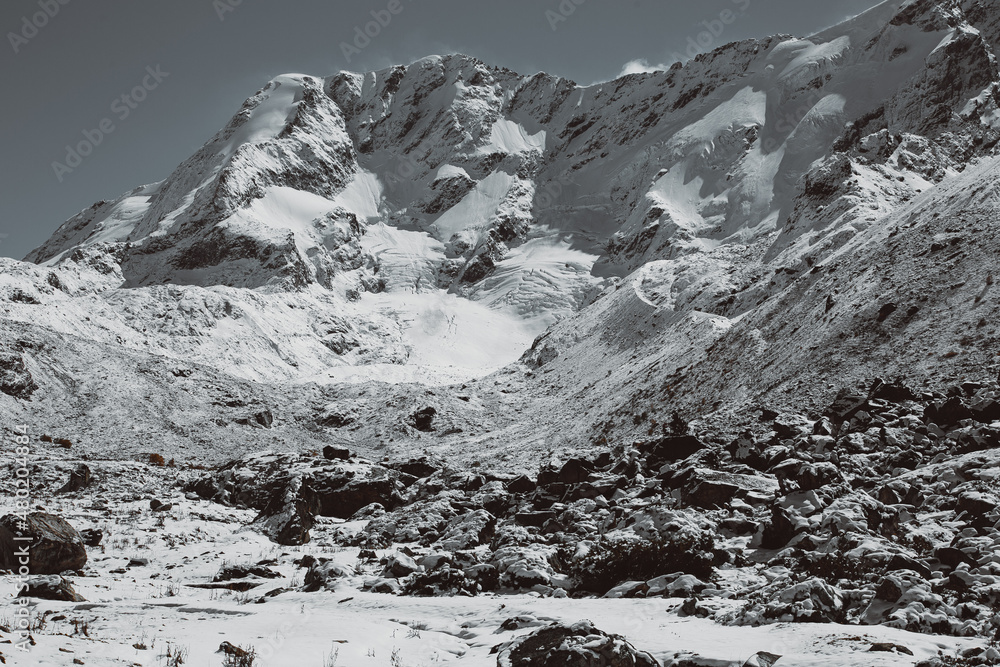 
monochrome, snow-capped mountain North Caucasus