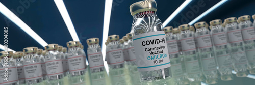 Omicron anti virus vile concept in front of other ant virus bottles 3d render