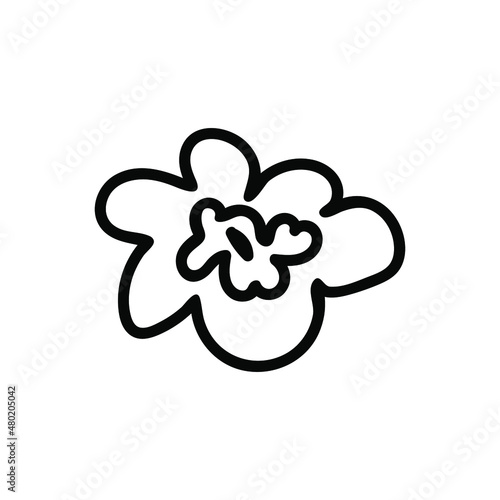 Vector illustration of a rose for Valentine's Day with a black line on an isolated background. Single, simple, festive picture in doodle style. Design for cards, stickers, posters, web, packaging.