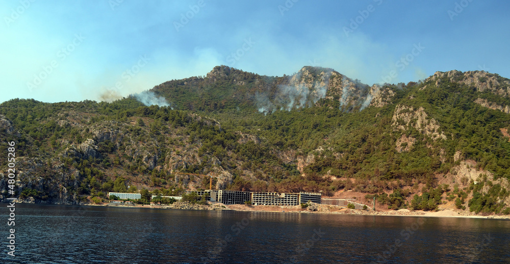 The coast of Mediterranean sea on the Turkish Riviera