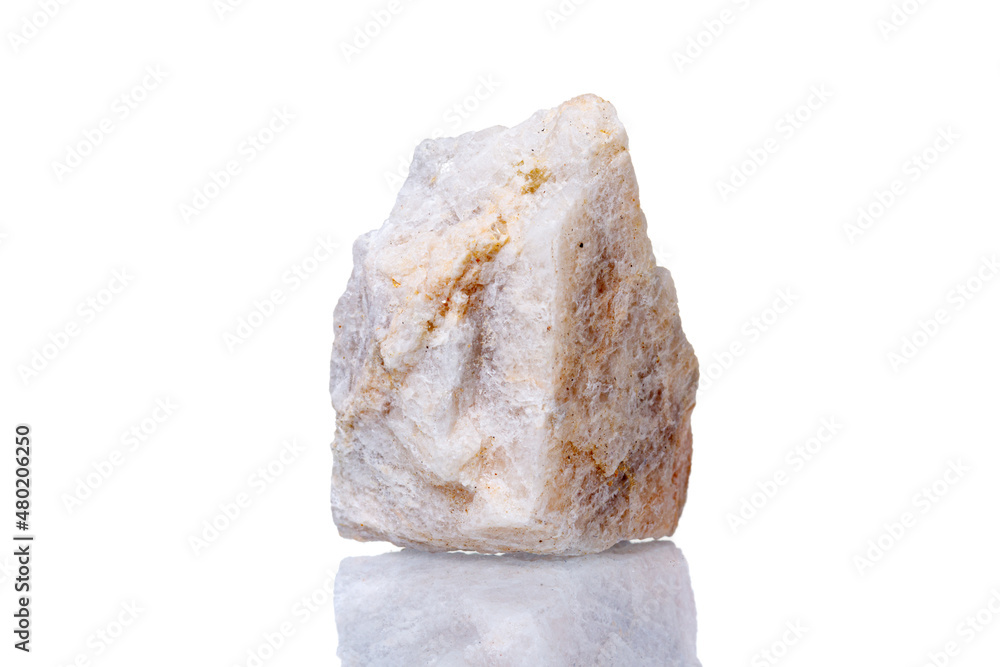 macro mineral stone Wollastonite on a white background macro mineral stone Wollastonite on a white background