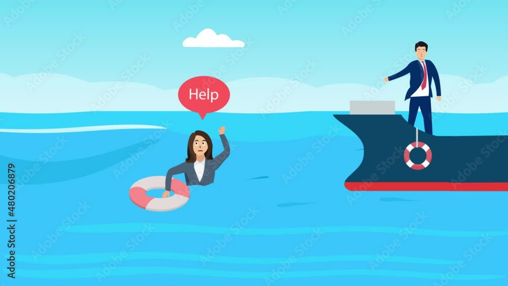 Businessman saving his sinking friend Businessman saving his sinking friend